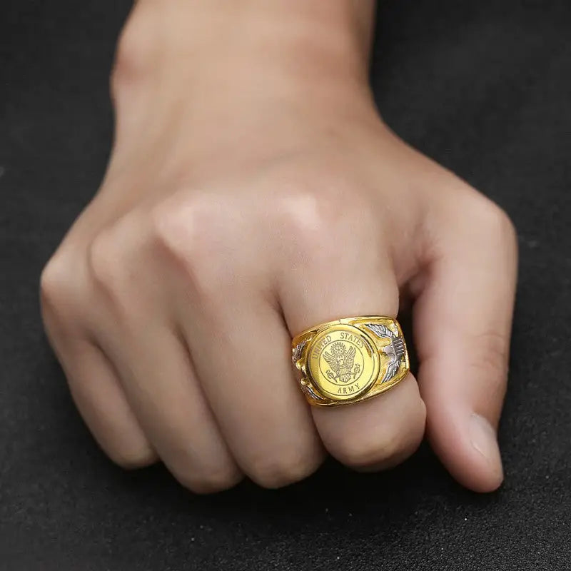 Bague acier homme militaire