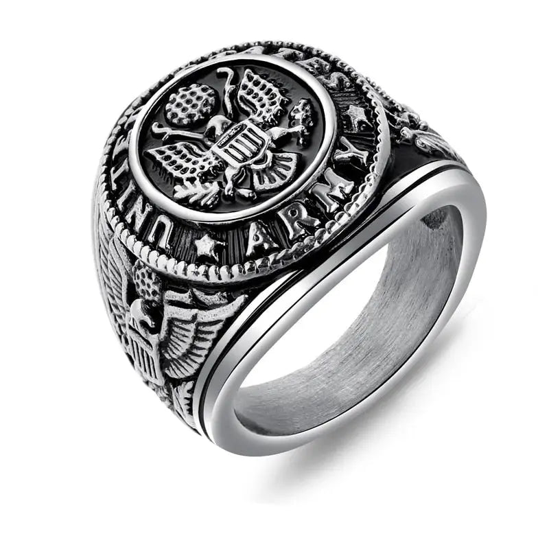 Bague armée américaine acier doré