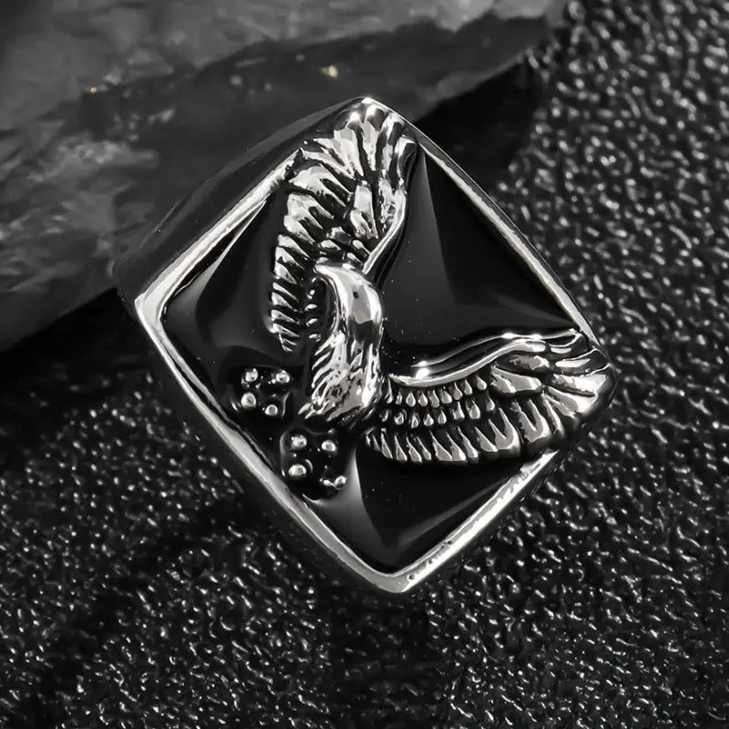 BAGUE MILITAIRE AIGLE AMÉRICAIN (COULEUR ARGENT)