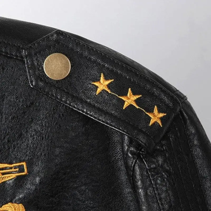 Blouson cuir synthétique militaire