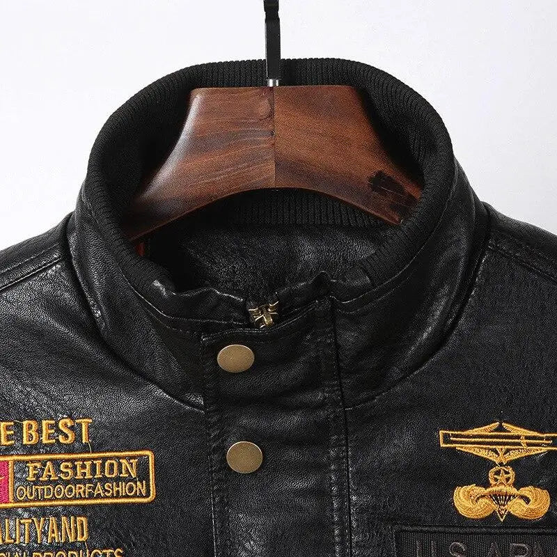 Blouson cuir synthétique militaire