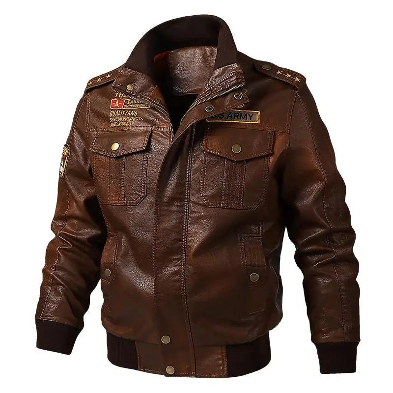 Blouson cuir synthétique militaire