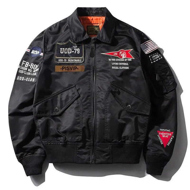 Blouson Bomber MA-1 Aviateur Homme – Patches USAF Doublure Orange