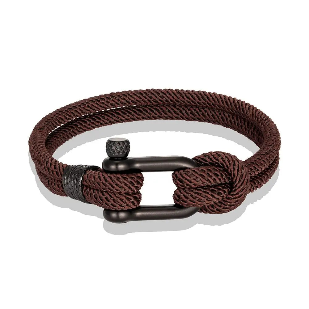 Bracelet nautique corde style marin fermoir ancre