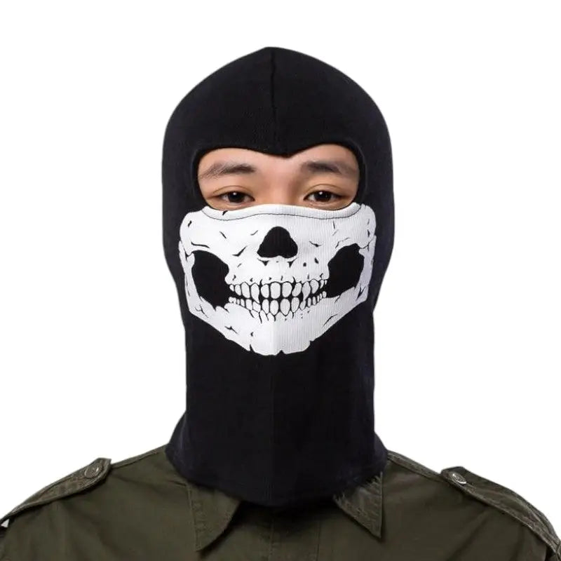 Cagoule noire militaire motif tête de mort