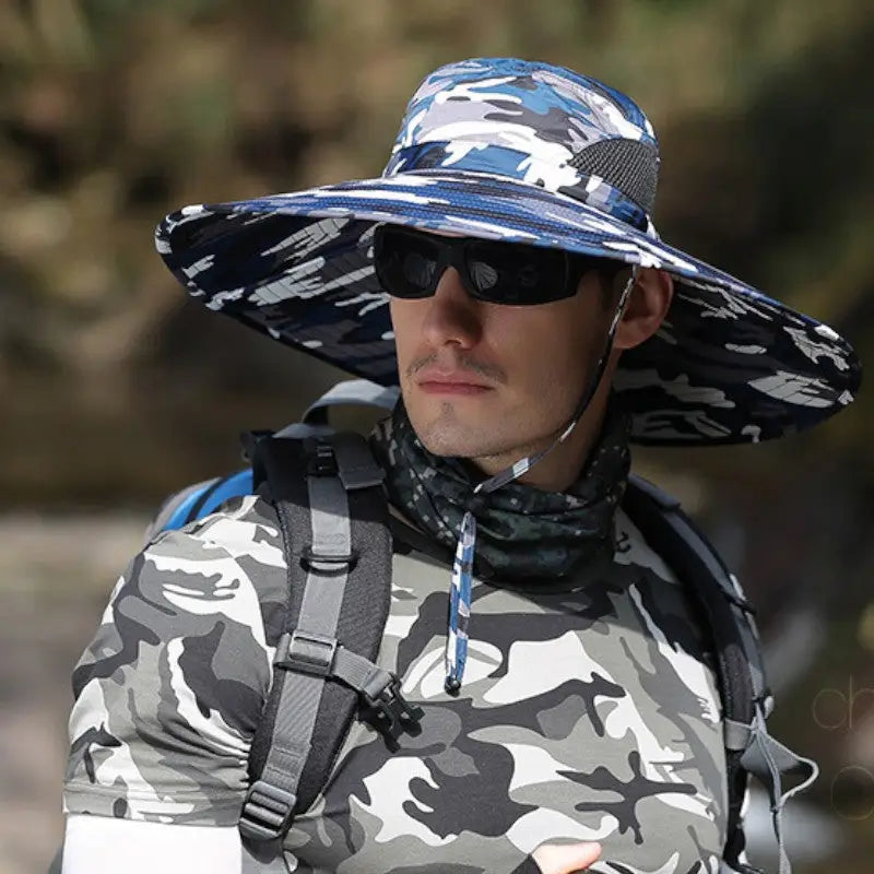 Chapeau de brousse camouflage à large bord