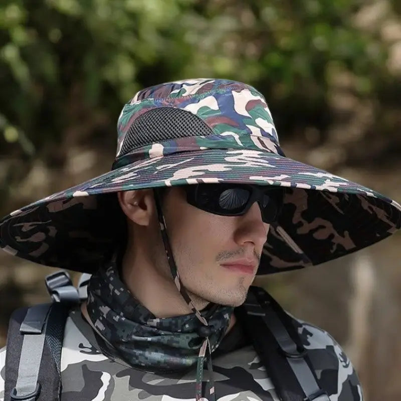 Chapeau de brousse camouflage à large bord