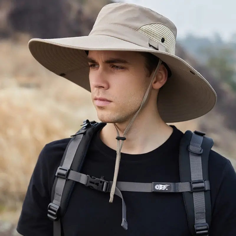 Chapeau de brousse homme en nylon à bord large