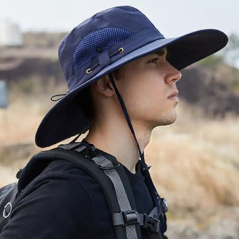Chapeau de brousse homme en nylon à bord large