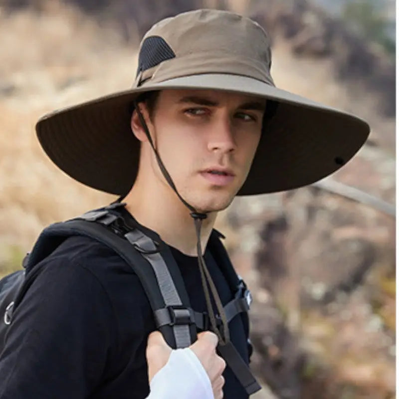 Chapeau de brousse homme en nylon à bord large
