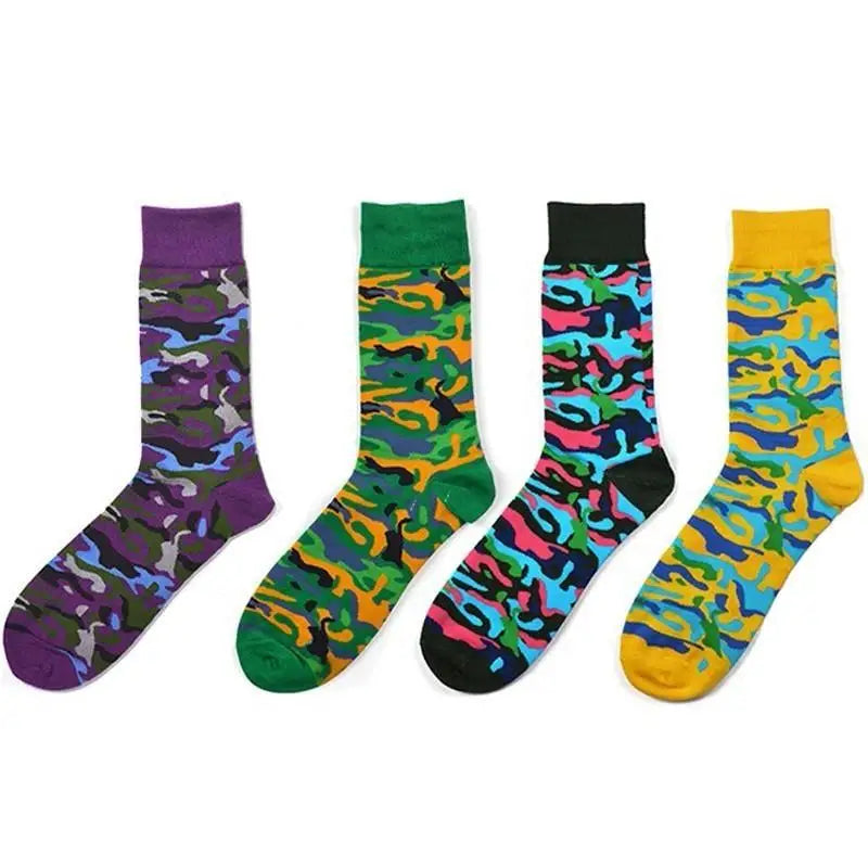 CHAUSSETTES STYLE MILITAIRE - MOTIFS CAMOUFLAGE COLORÉS