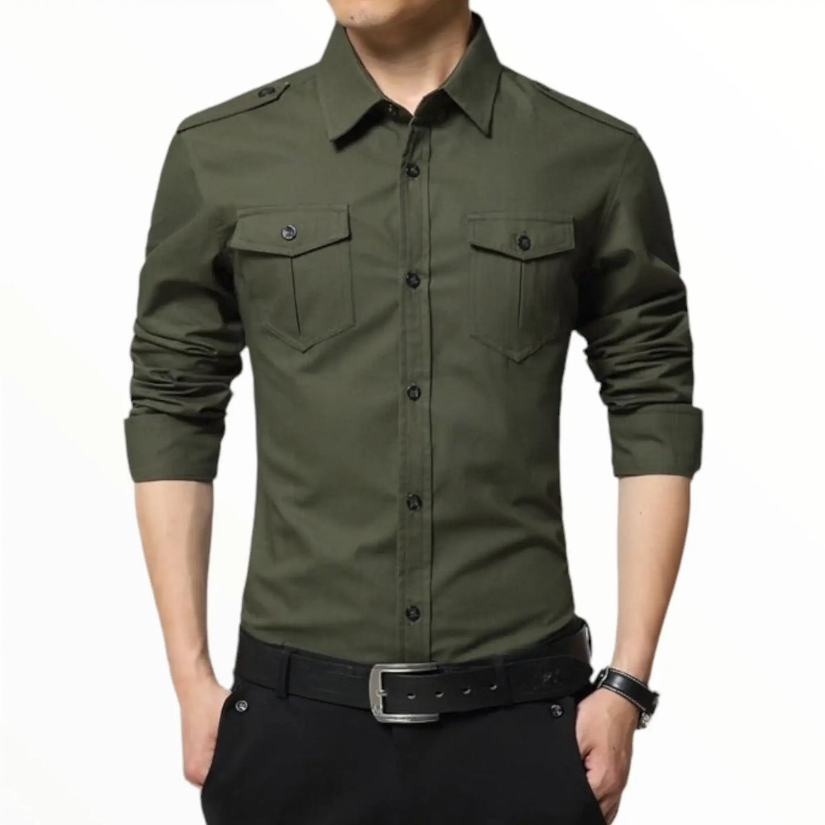 Chemise militaire homme style army avec épaulettes
