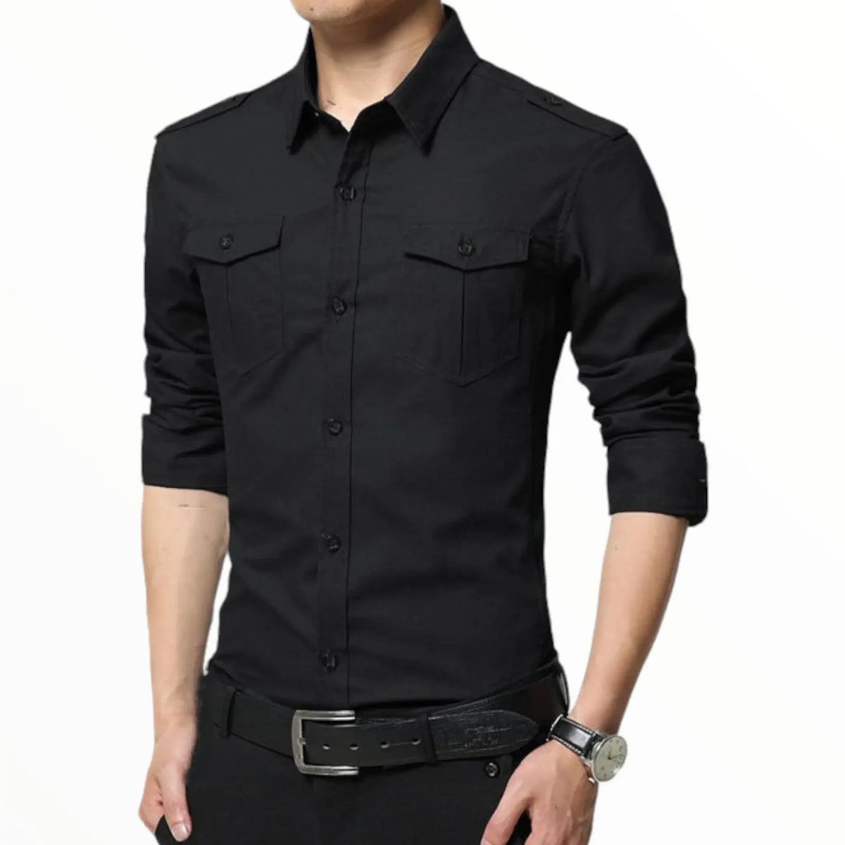 Chemise militaire homme style army avec épaulettes