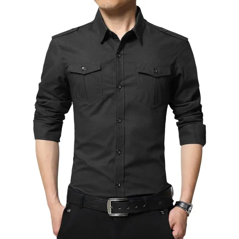 Chemise militaire homme style army avec épaulettes