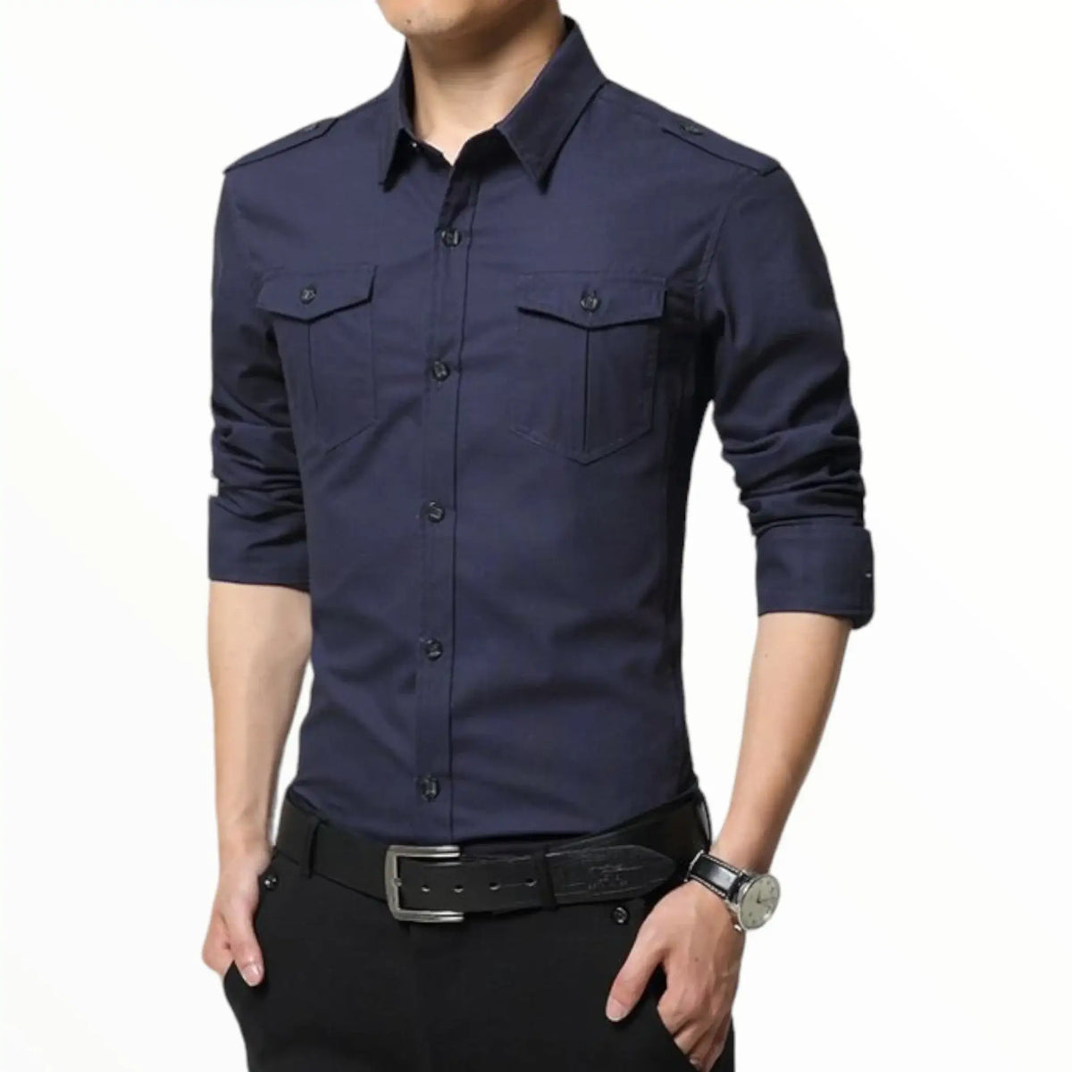 Chemise militaire homme style army avec épaulettes