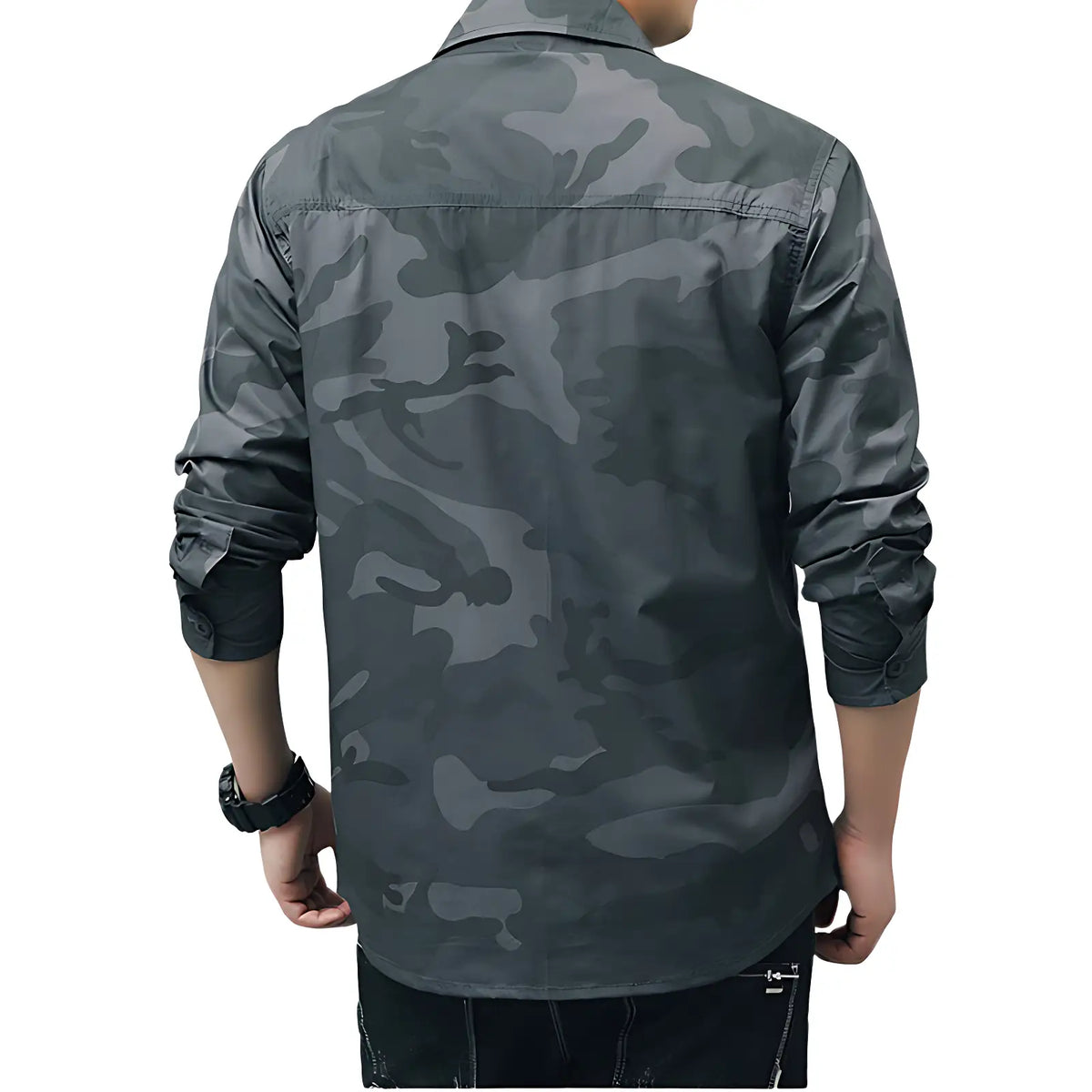 Chemise militaire en coton à poches à rabat