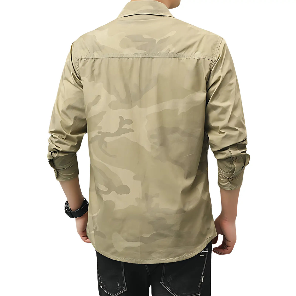 Chemise militaire en coton à poches à rabat