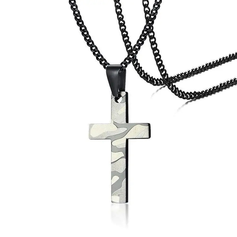 COLLIER MILITAIRE AVEC MOTIF DE CROIX (CÉRAMIQUE)