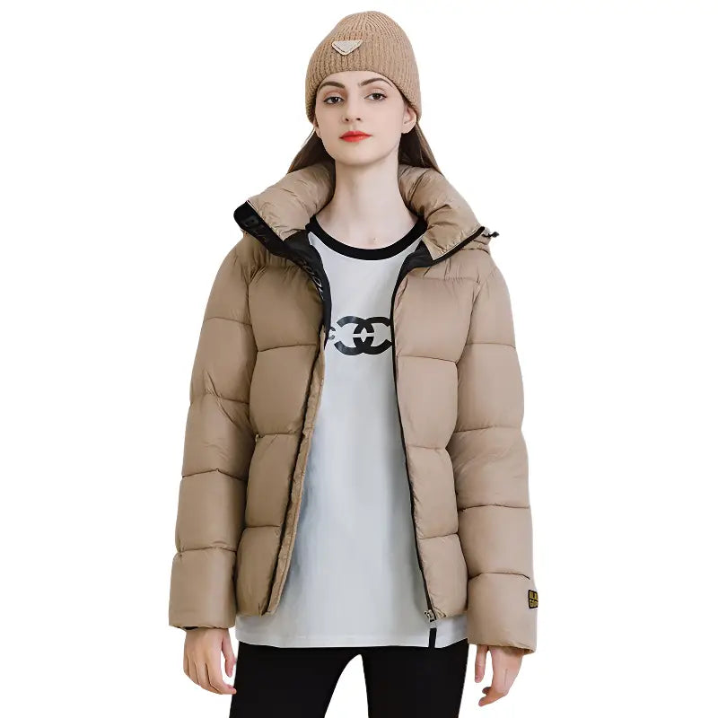 Doudoune beige femme courte