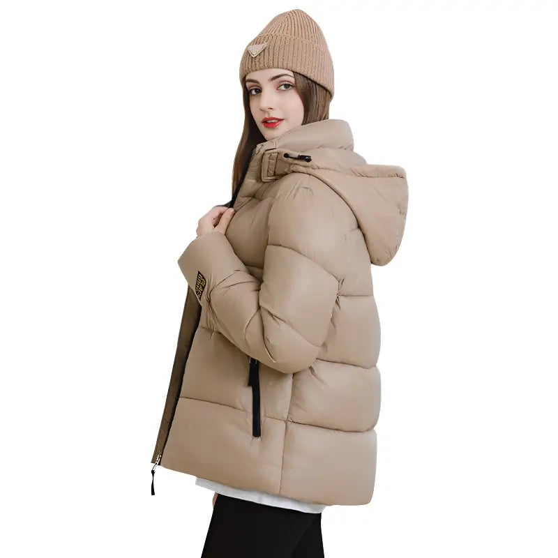 Doudoune beige femme courte