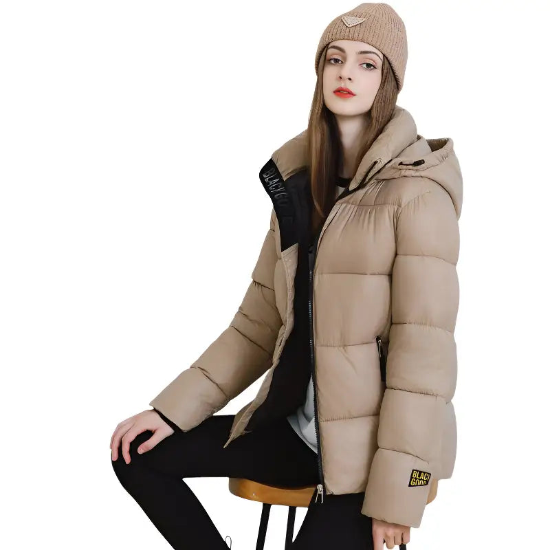 Doudoune beige femme courte