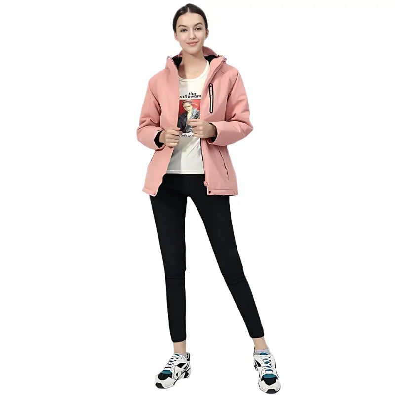 Veste chauffante femme imperméable avec capuche