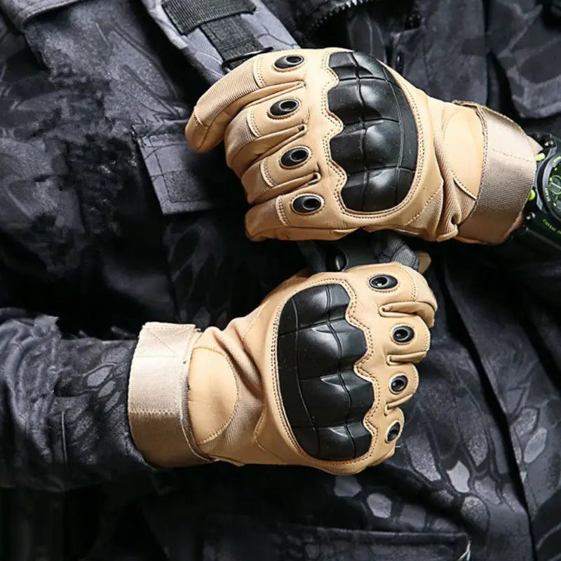 Gant tactique militaire renforcé cuir synthétique noir