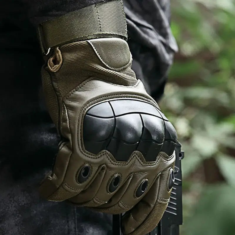 Gant tactique militaire renforcé cuir synthétique noir