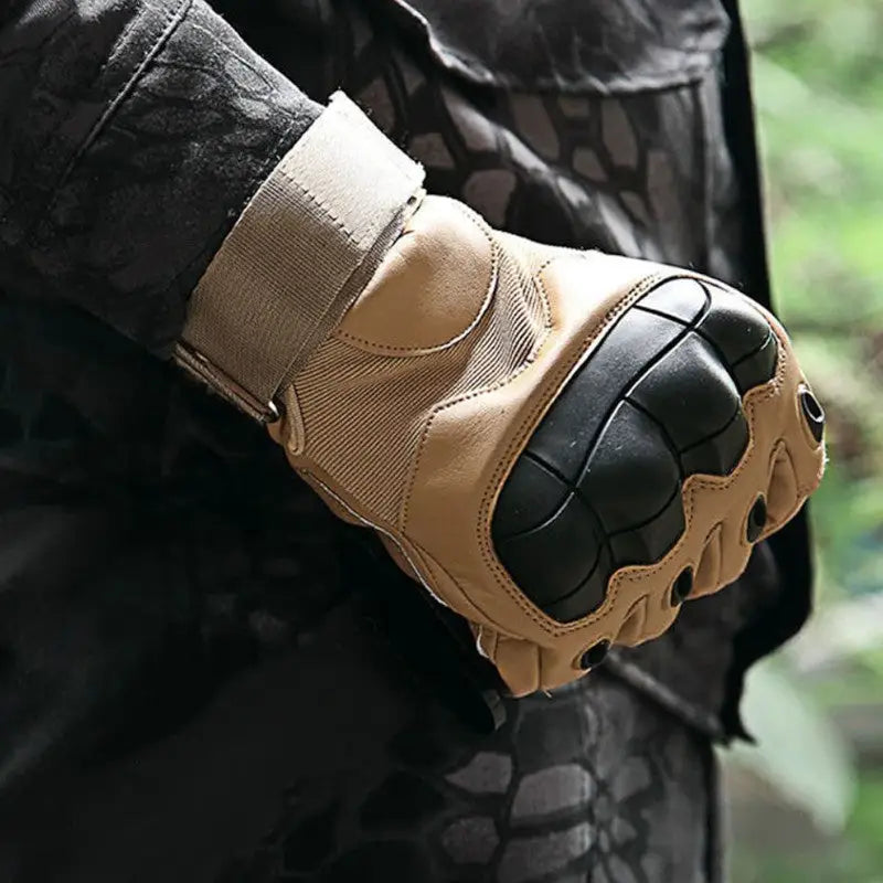 Gant tactique militaire renforcé cuir synthétique noir