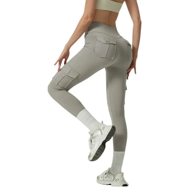 Legging randonnée femme taille haute à poches cargo