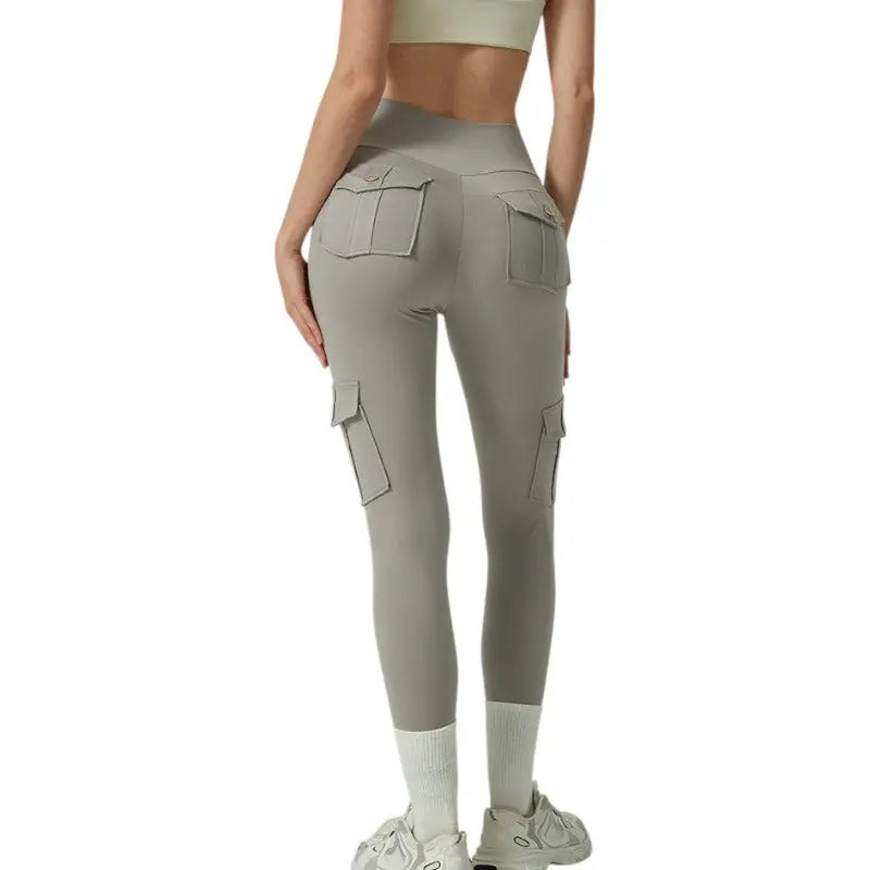 Legging randonnée femme taille haute à poches cargo