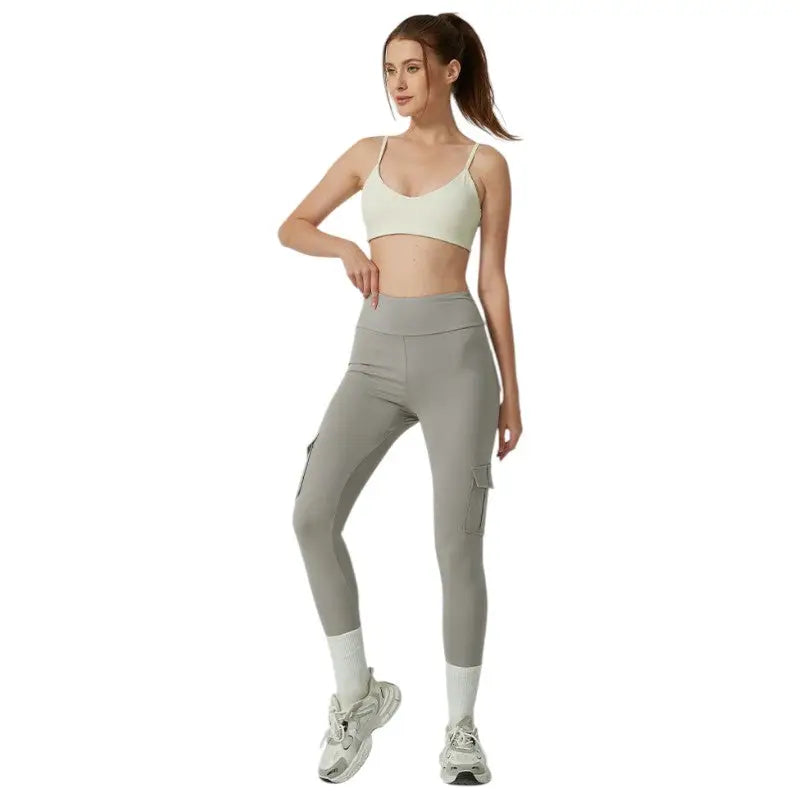 Legging randonnée femme taille haute à poches cargo
