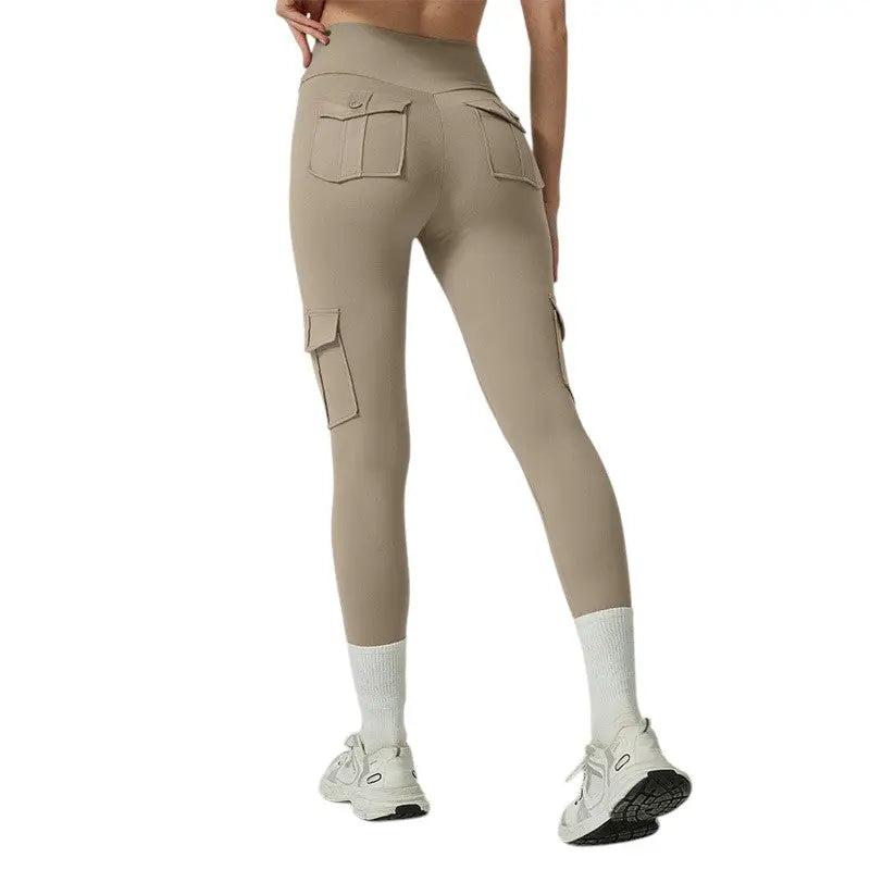 Legging randonnée femme taille haute à poches cargo