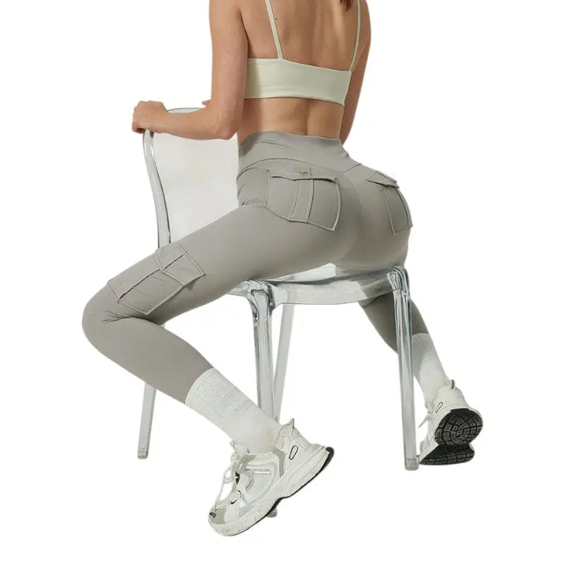 Legging randonnée femme taille haute à poches cargo
