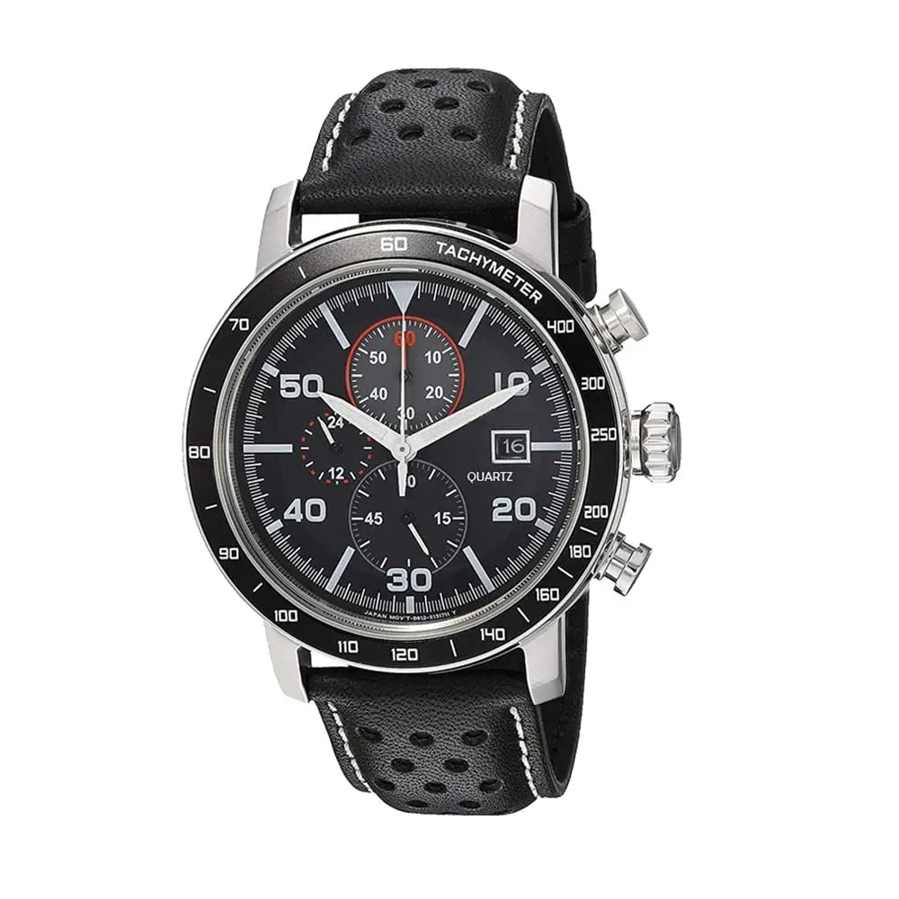 Montre homme militaire chronographe quartz bracelet cuir