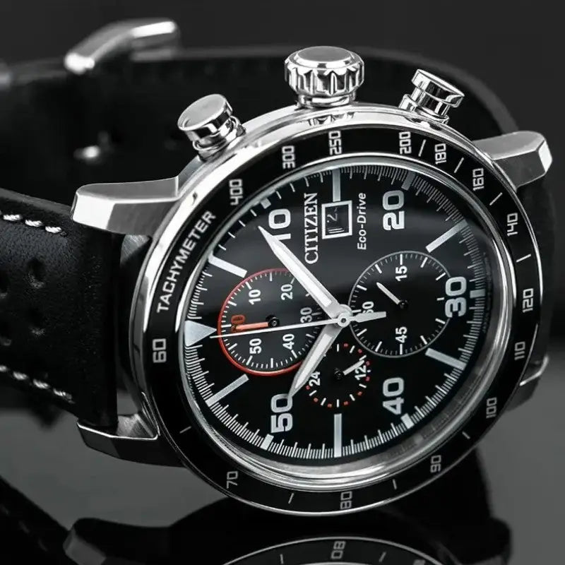 Montre homme militaire chronographe quartz bracelet cuir