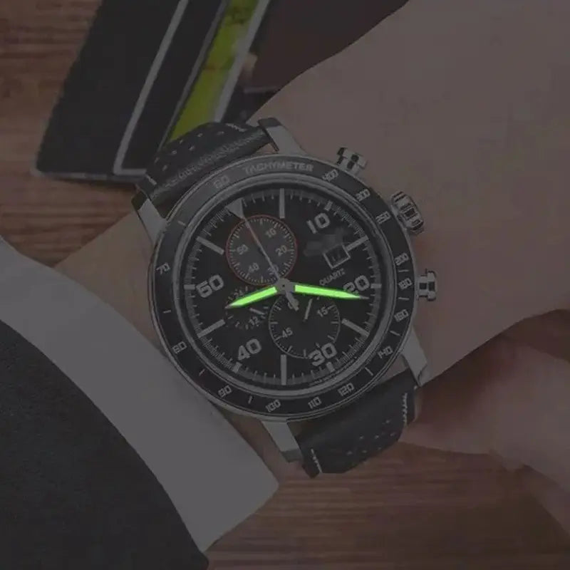 Montre homme militaire chronographe quartz bracelet cuir