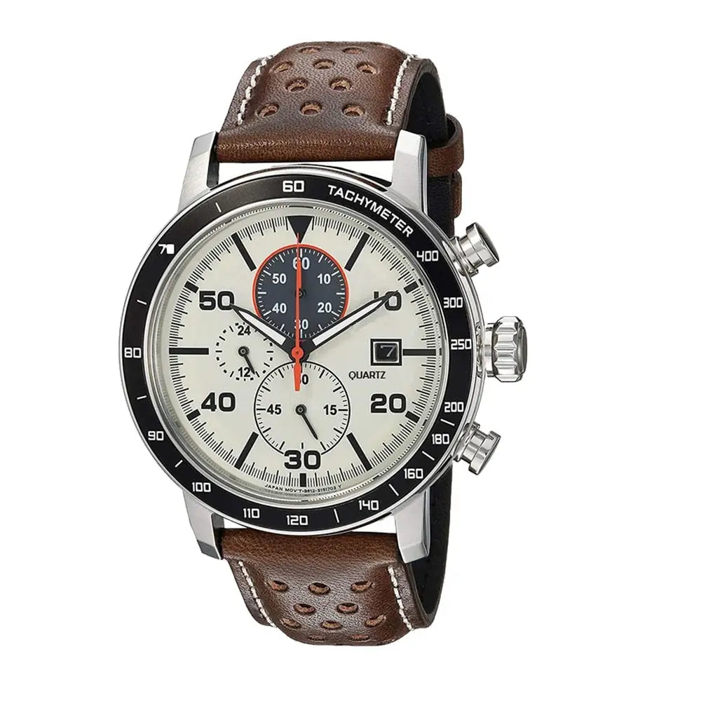 Montre homme militaire chronographe quartz bracelet cuir
