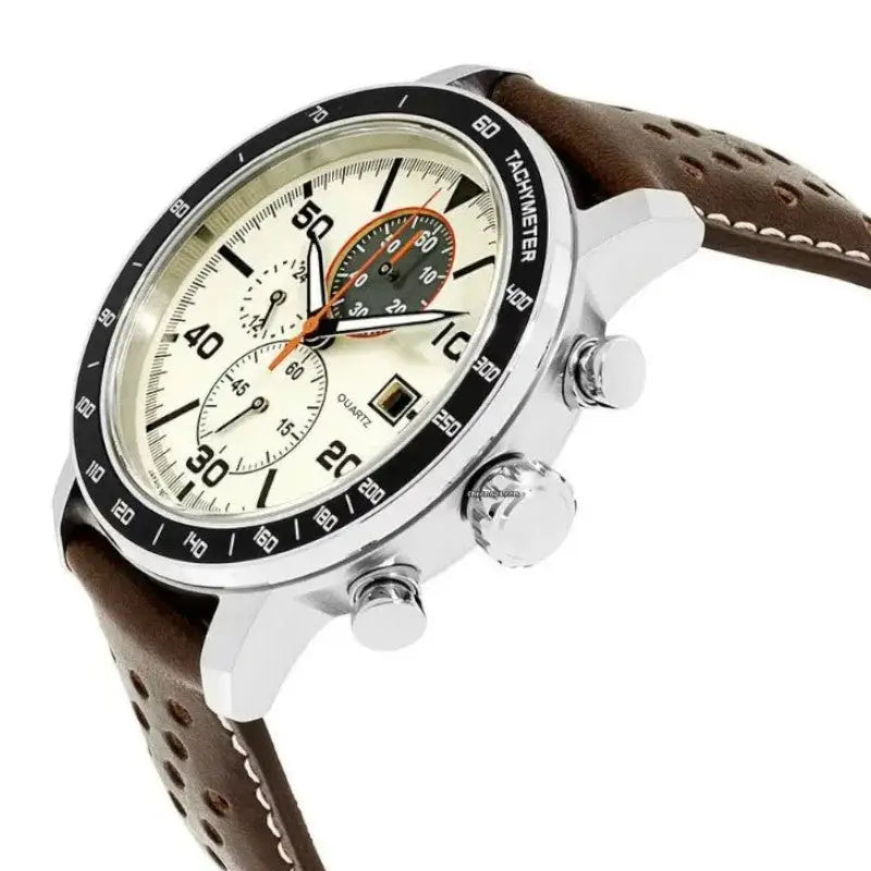 Montre homme militaire chronographe quartz bracelet cuir