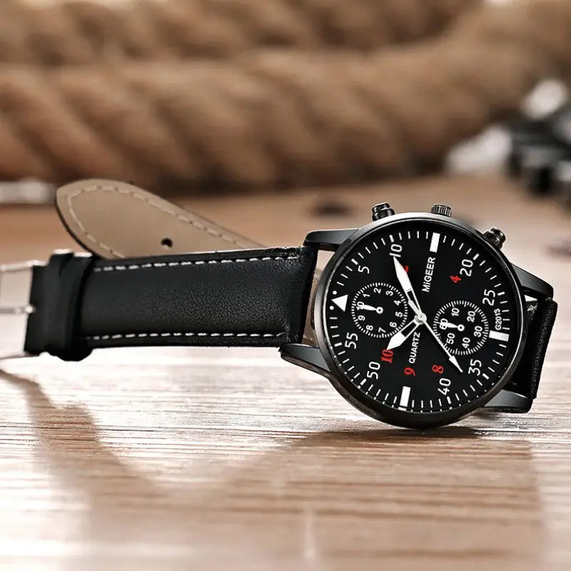 Montre militaire quartz homme chronographe style aviateur
