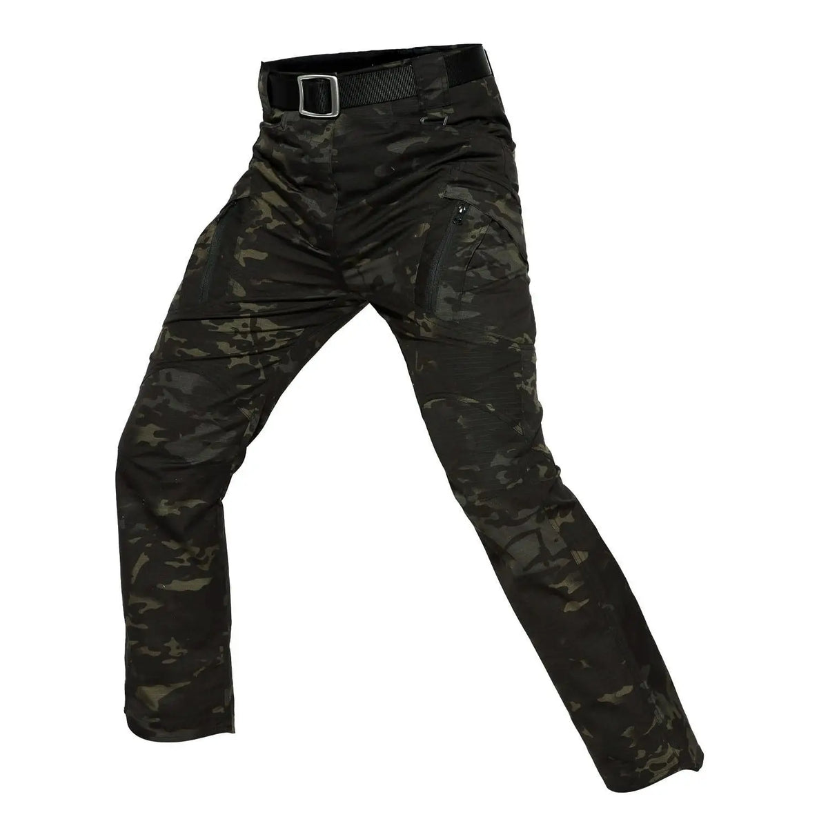 Pantalon treillis noir en coton et polyester