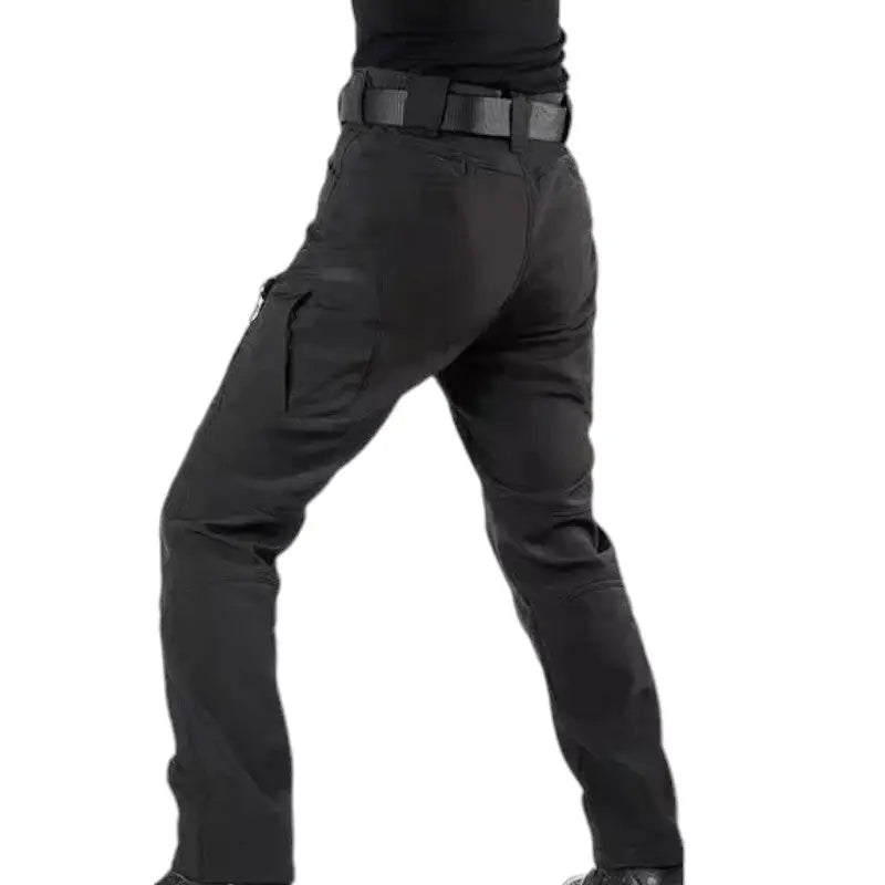 Pantalon treillis noir en coton et polyester