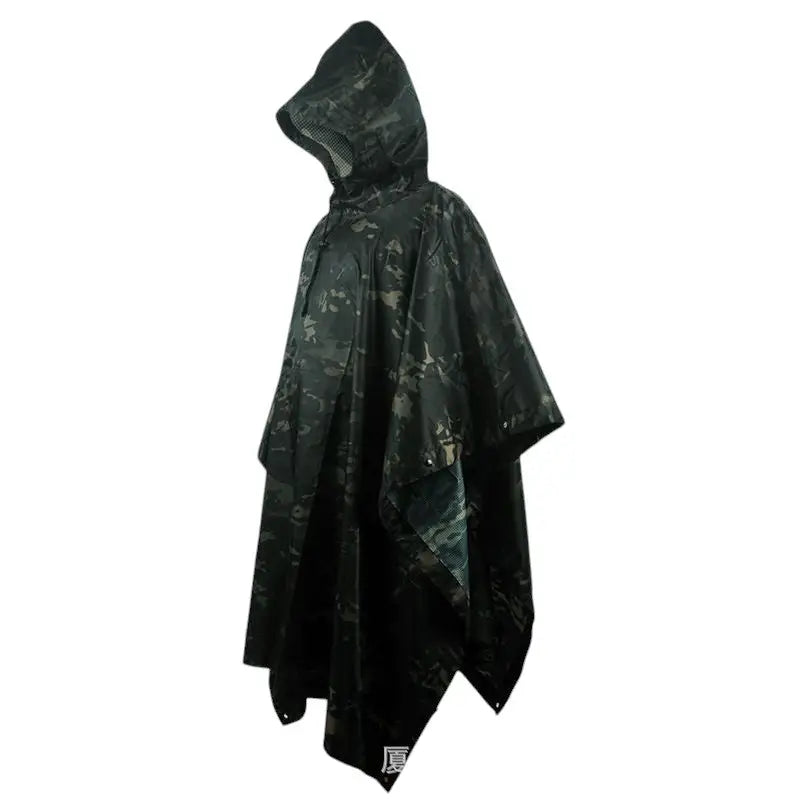 Poncho camouflage noir imperméable randonnée
