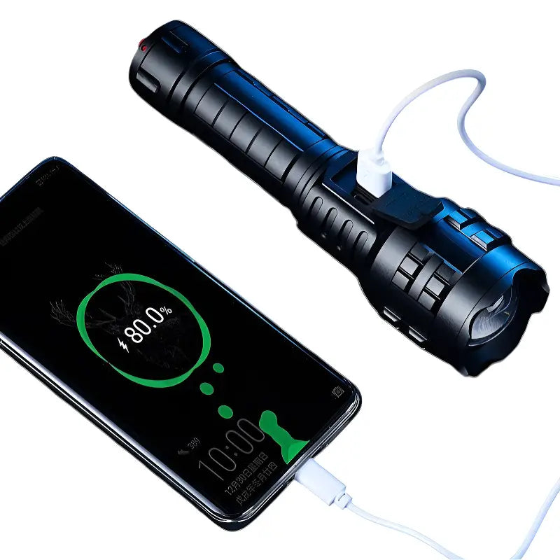 Lampe torche puissante LED 30 W rechargeable