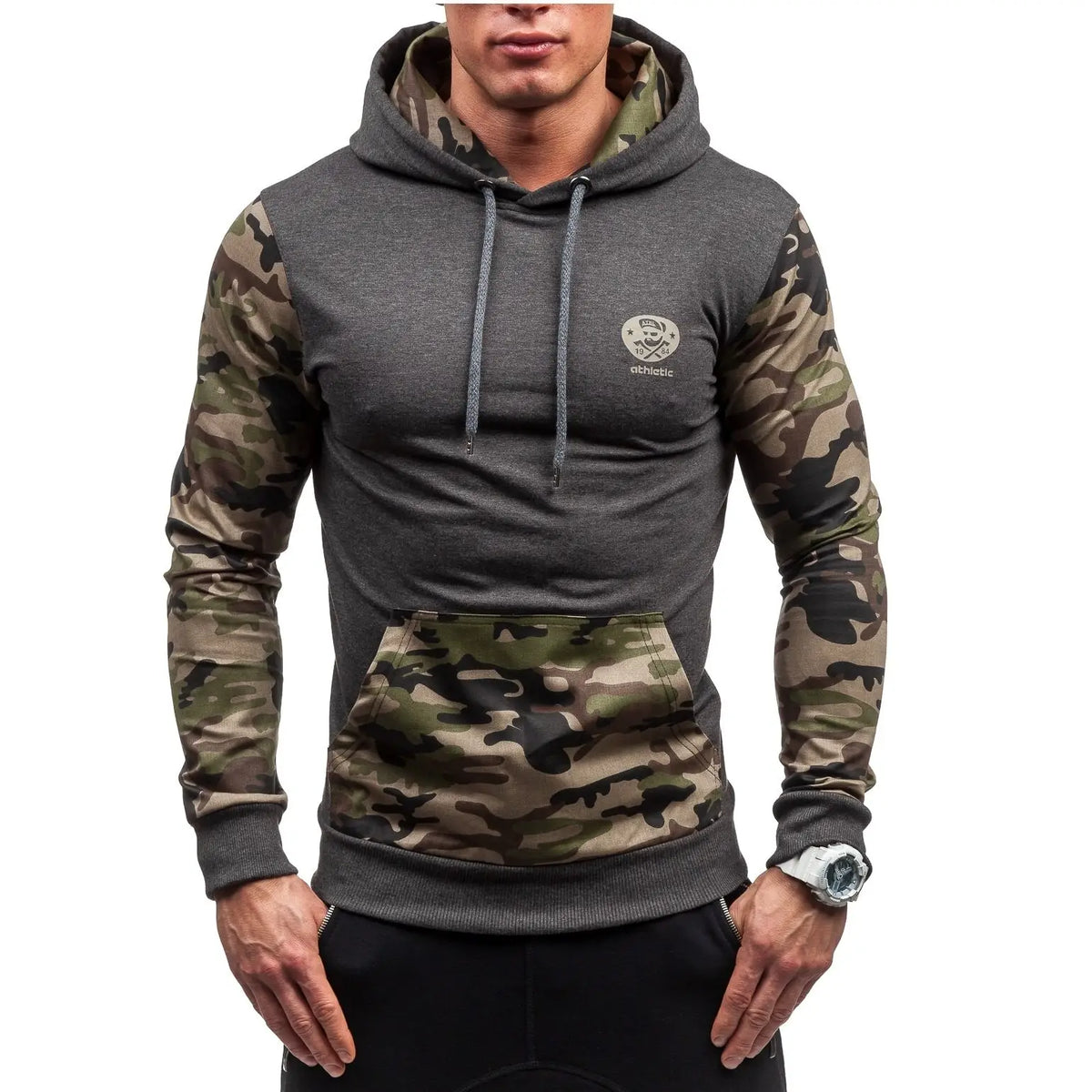 SWEAT MILITAIRE AVEC FINITIONS CAMOUFLAGE