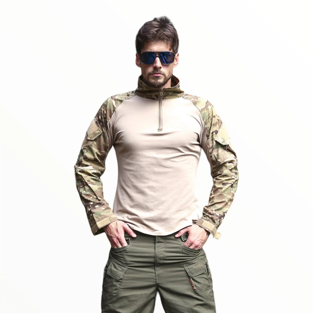 T-shirt militaire manche longue avec porte insigne