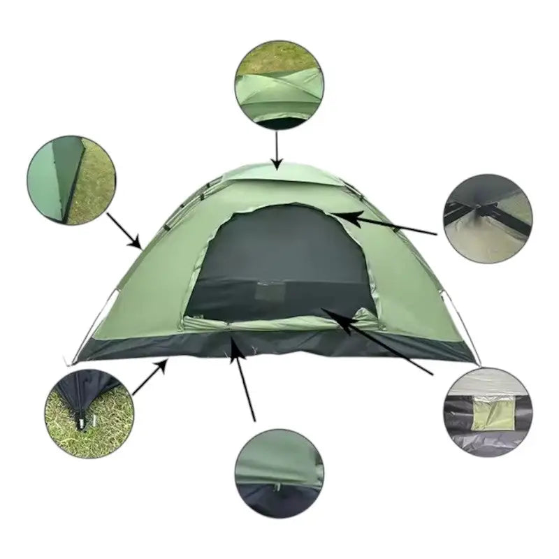Tente randonnée camping vert 2 places toutes saisons