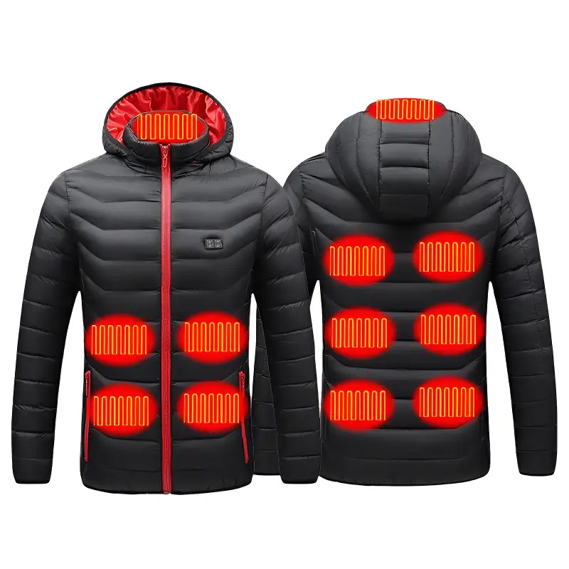 Veste chauffante 11 zones noire et rouge avec double commande