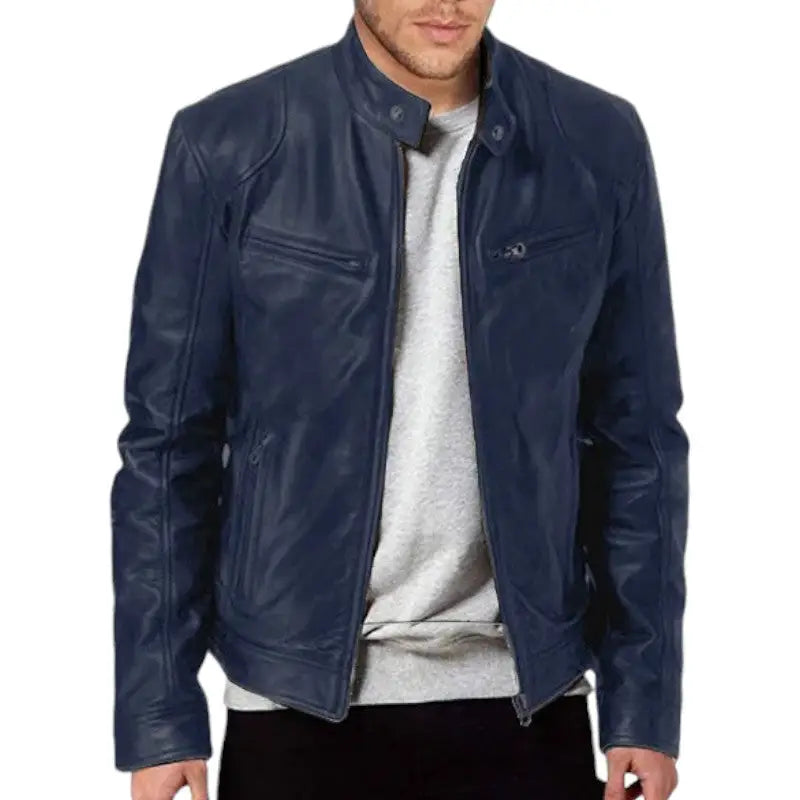 Veste en cuir motard homme