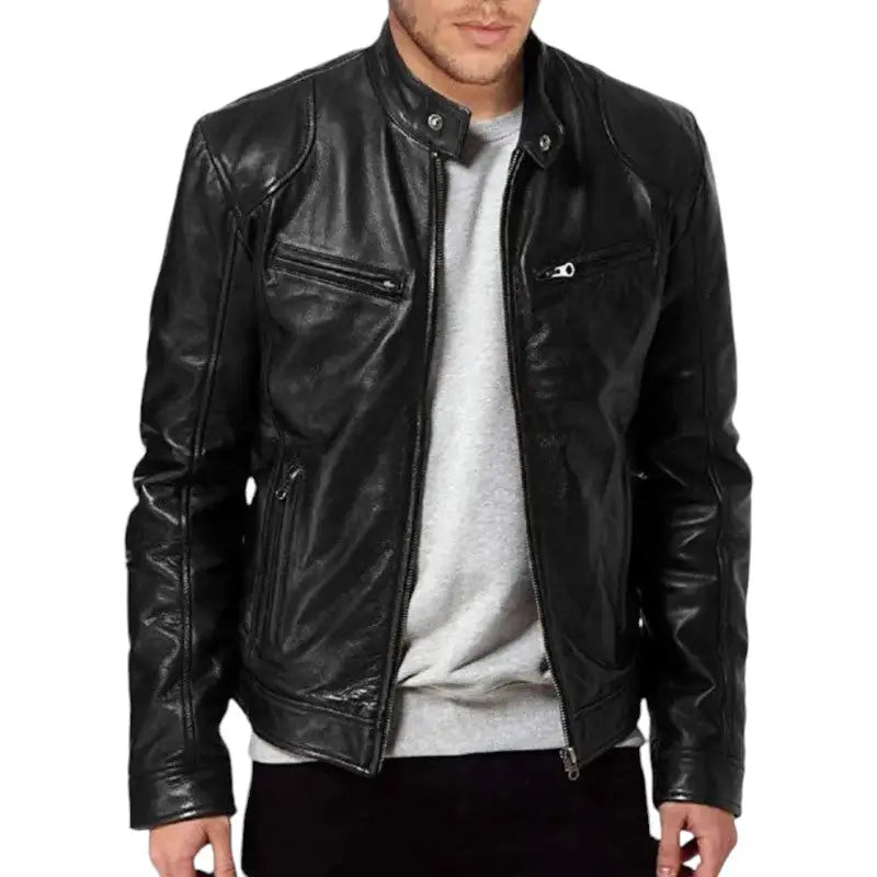 Veste en cuir motard homme